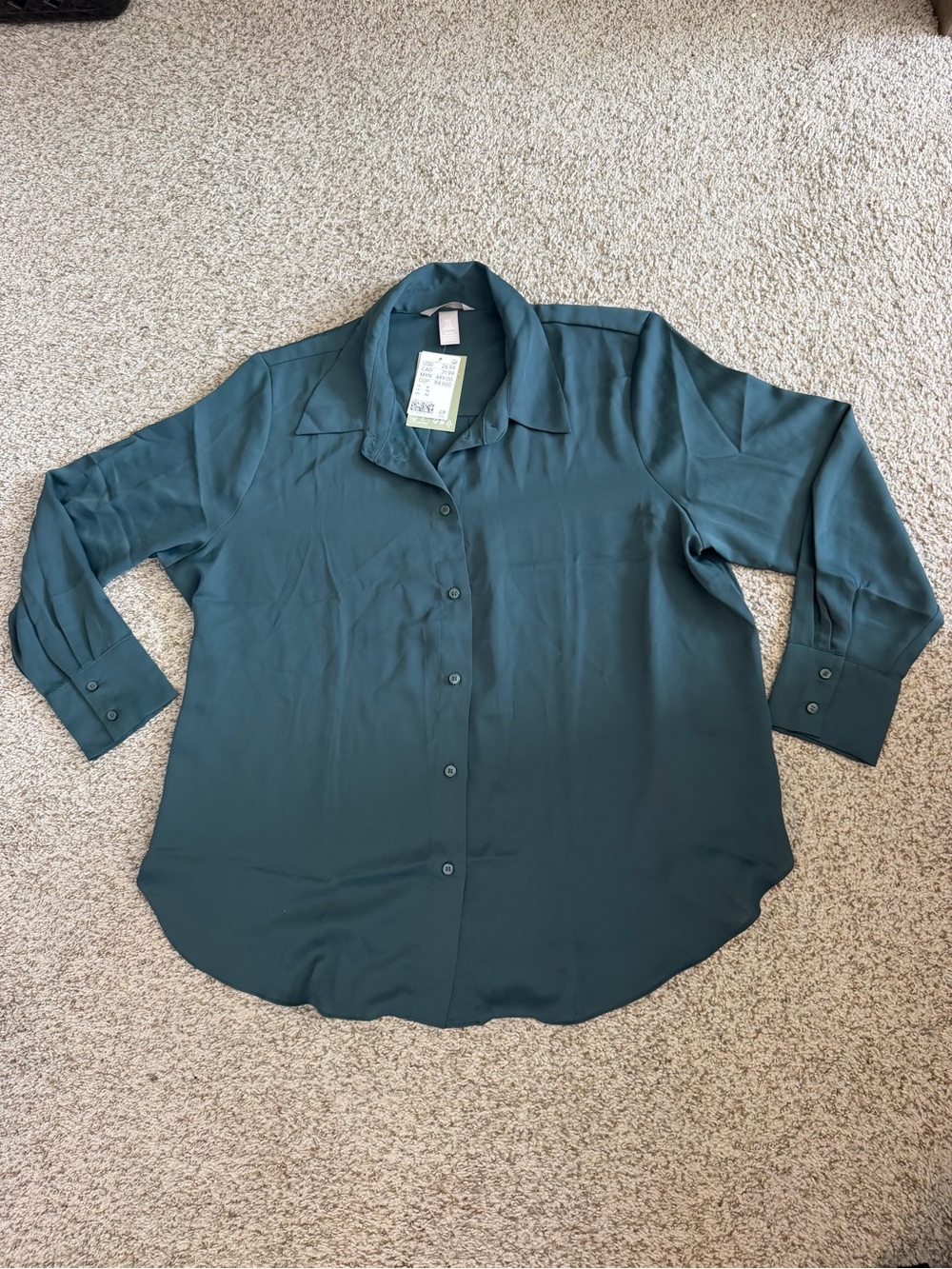H&M Dark Teal Button-Down Shirt